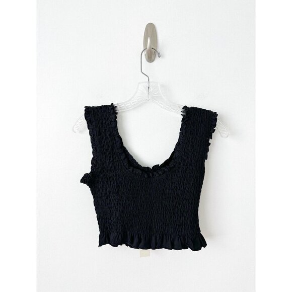 NWT Anthropologie Ruched Skirt Set L $128 Black Crop Top 2 Piece - Picture 6 of 10